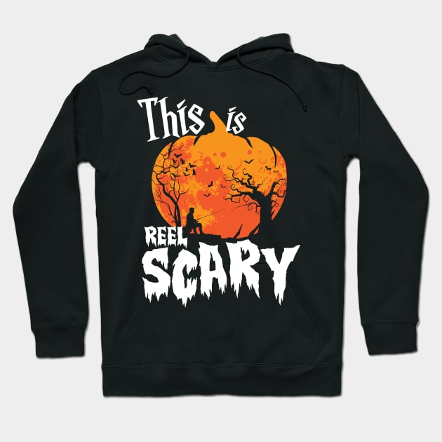 Halloween Pumpkin Fishing Rod Angling This Is Reel Scary Hoodie by reginaturner